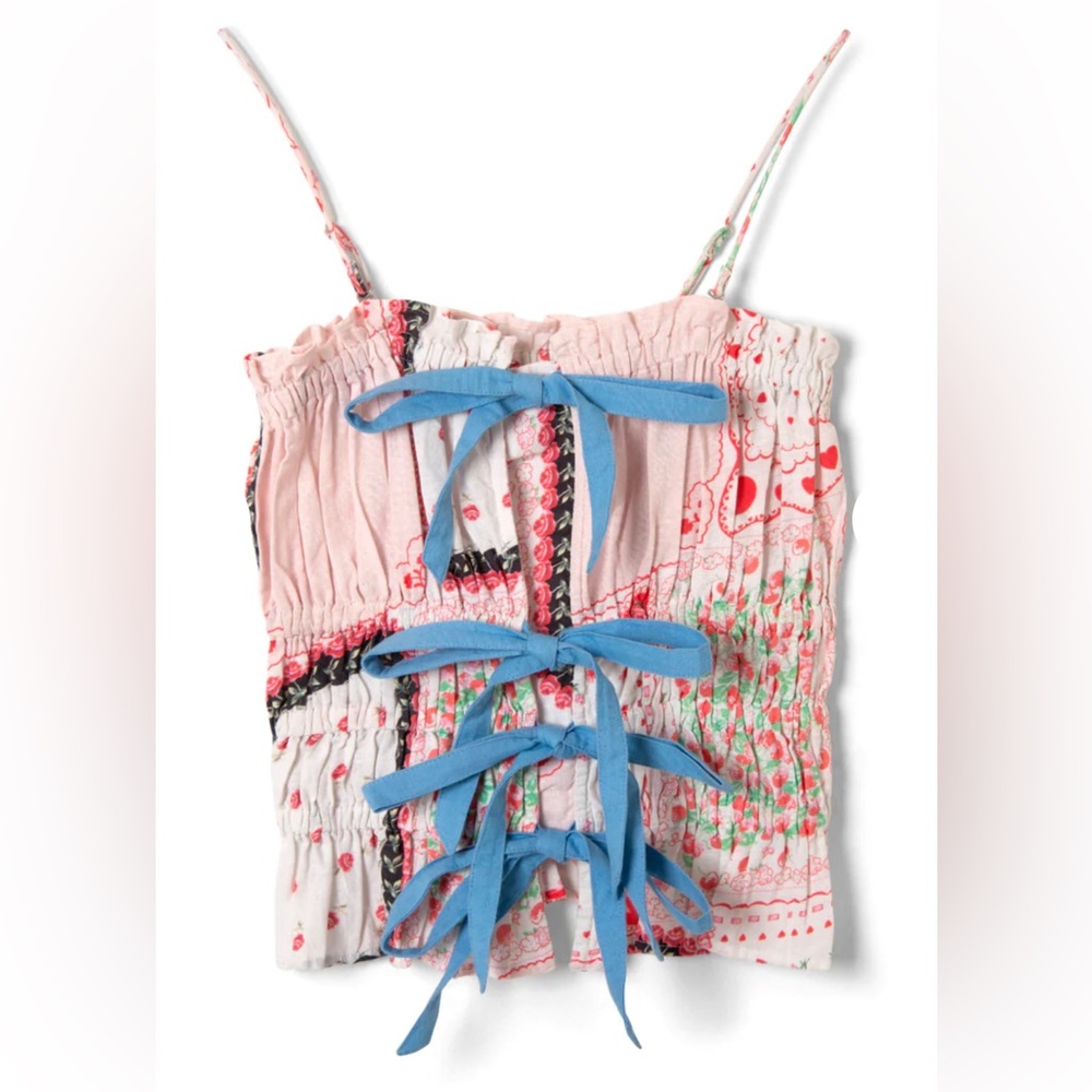 Damson Madder Suki Ruched Top in Hanky Hearts